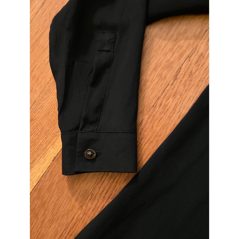 Versace Black Greek Key Medusa Button Up Shirt SilkBlend Style A77064 Sz 40/US 4 - Picture 5 of 10